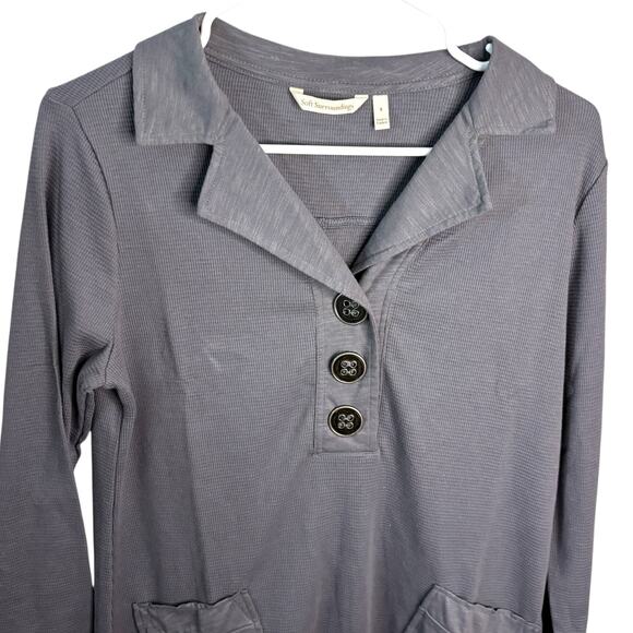 Soft Surroundings waffle tunic S waffle knit henley pockets slate gray - Picture 3 of 8
